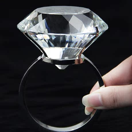 特大戒指水晶大钻戒超大钻石家居摆设 送女友求婚庆道具生日礼物