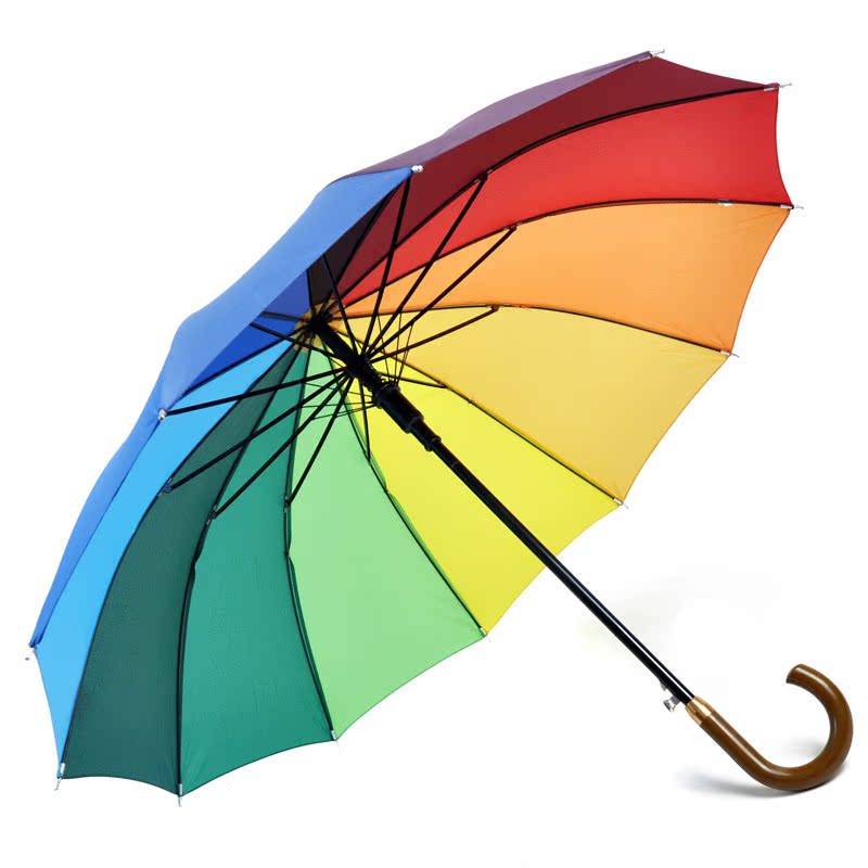 韩版纤维骨彩虹伞道具伞装饰伞长柄伞舞蹈伞可印字LOGO定做广告伞
