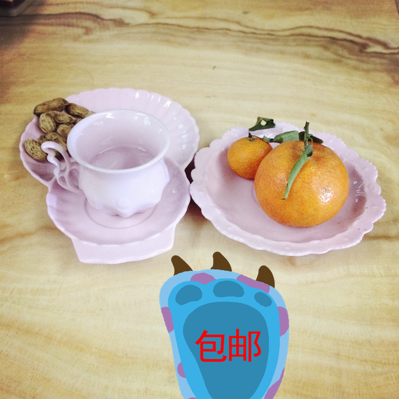 包邮 西方欧式 粉色陶瓷杯盘碟子 咖啡或茶杯果盘 洛可可风格贝壳