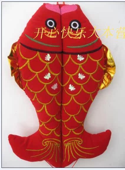 大号中国结挂件 金线双面刺绣双鱼挂件 婚庆喜庆春节用品