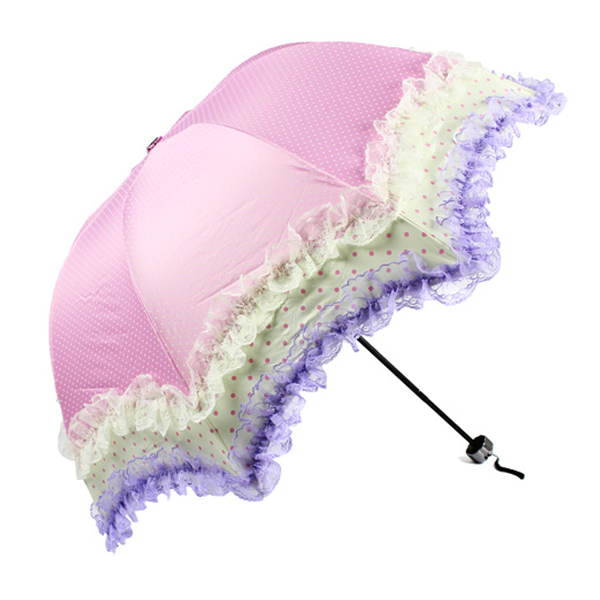 双层蕾丝边 韩国创意波点黑胶超强防紫外线不透光 遮阳伞晴雨衣伞折扣优惠信息