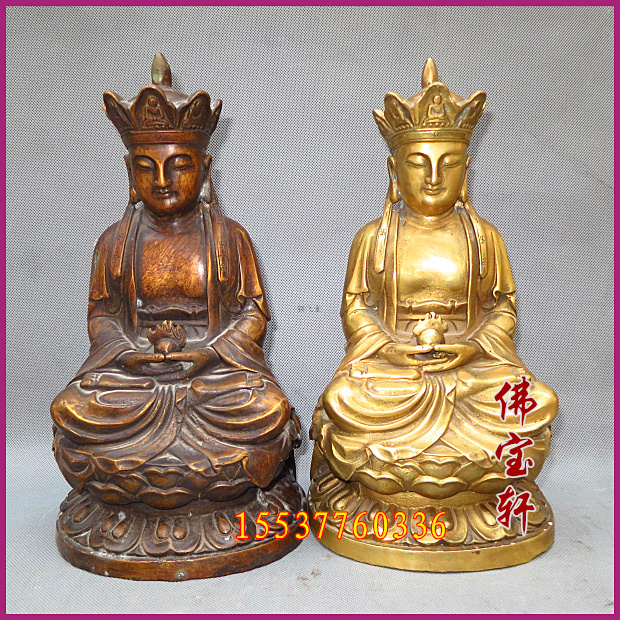 开光古铜 地藏王菩萨铜像 铜器雕塑风水佛具 工艺品摆件 佛教神像