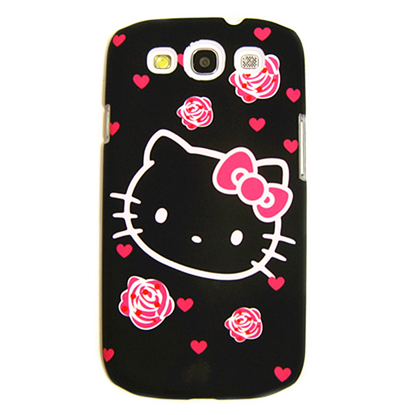 三星 Samsung I9300/I9308 手机壳保护套Hello Kitty黑底绒感硬壳