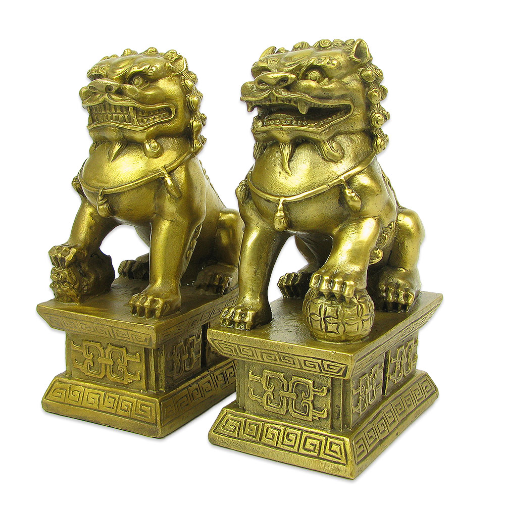 玄众阁 纯铜狮子风水摆件工艺品一对 玄关北京狮家居摆设