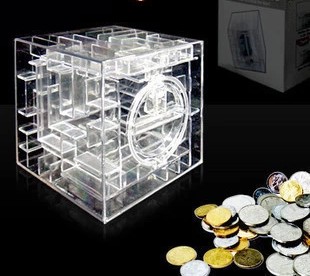 迷宫礼品盒智能立体迷宫存钱罐创意储蓄透明水晶益智可爱玩具礼物
