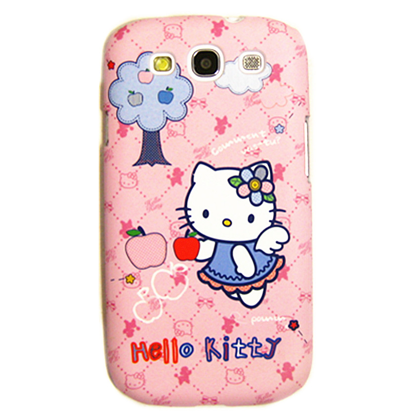 三星 Samsung I9300/I9308 手机壳保护套粉红Hello Kitty绒感硬壳