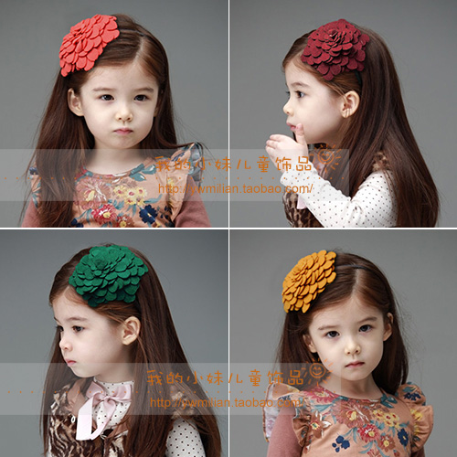 儿童发箍 大花朵毛呢发卡 名媛风气质头箍 韩国女童礼服发饰头饰