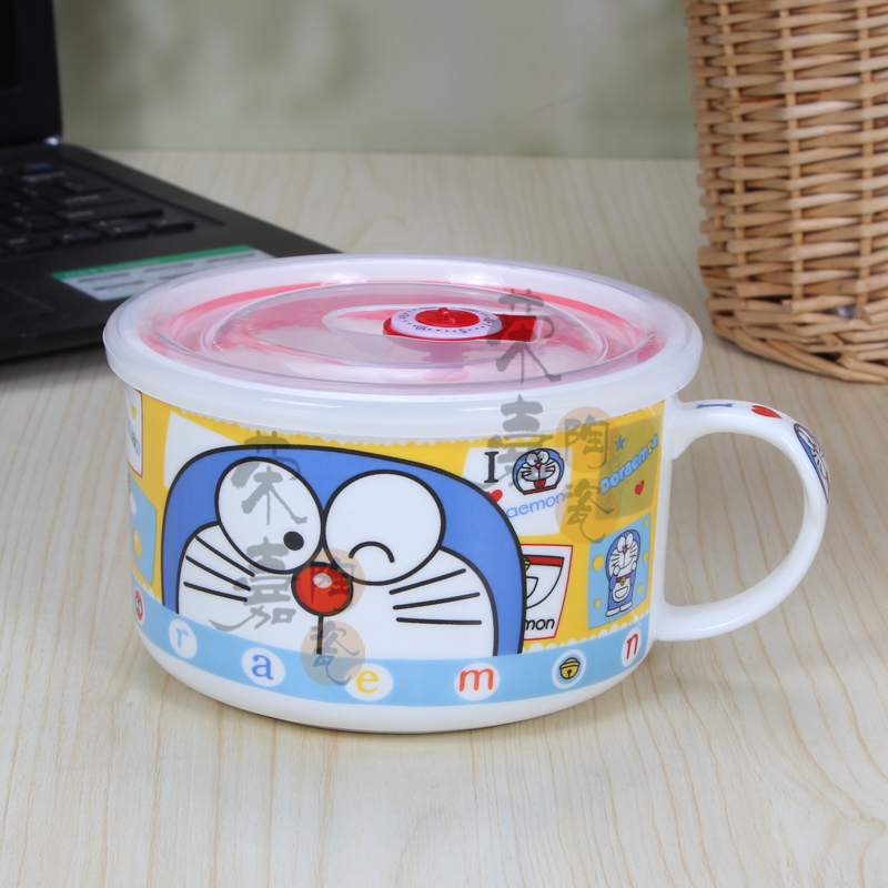哆啦A梦 韩式创意卡通陶瓷泡面碗 泡面杯包邮