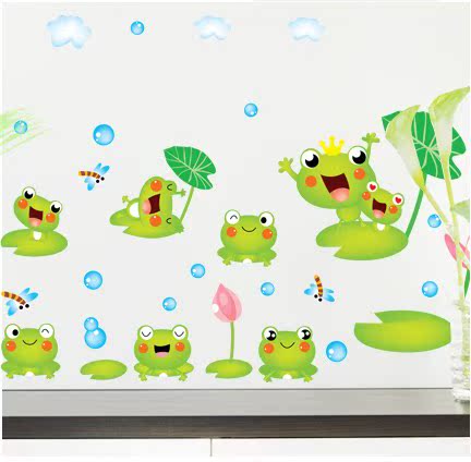 青蛙墙贴卫生间浴室防水瓷砖墙壁贴纸儿童房间墙纸贴画幼儿园贴图