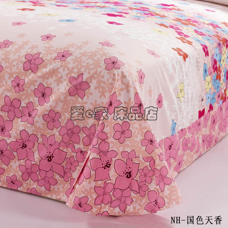 全棉夏季床上用品单件床单圆角被单160*210双人床纯棉230*250粉红