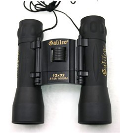 高倍率 大口径 增透蓝膜 伽利略 12X32 黑色l旅游观赏双筒望远镜