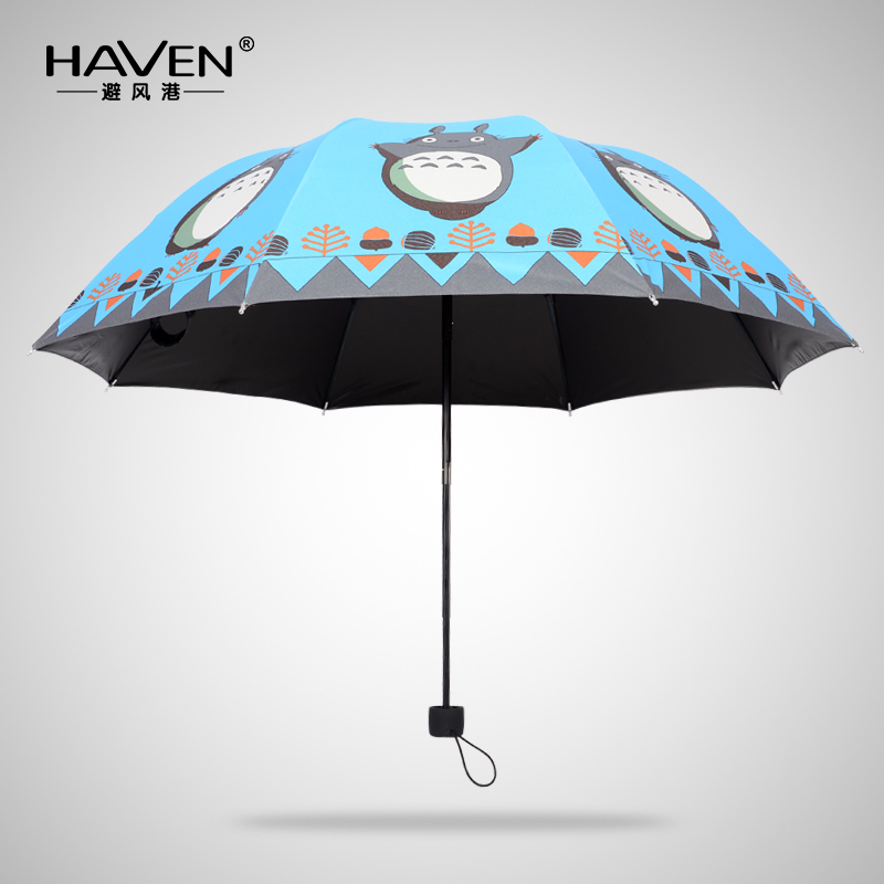 日本动漫创意晴雨伞黑胶龙猫伞雨伞可爱公主防紫外线折叠遮阳伞折扣优惠信息