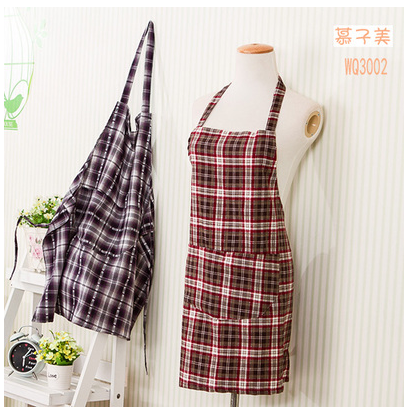 男女厨房格式围裙双口袋护衣家务护衣清洁罩衣