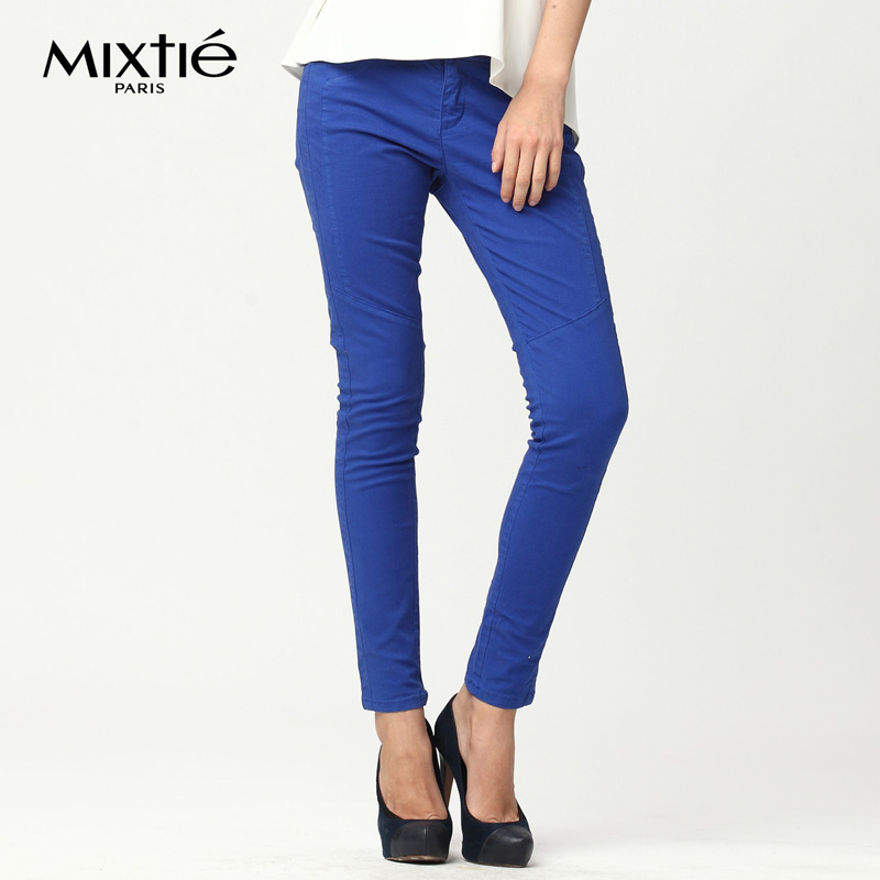 Mixtie高端时尚独创欧美新风 线条立体版型金属纽扣修身休闲长裤