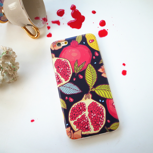 独家 设计 水果系列 石榴 iPhone6 plus 浮雕 硅胶 手机壳