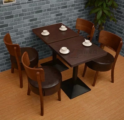 厂家直销实木西餐厅桌椅咖啡厅桌椅组甜品店桌椅奶茶店桌椅组合