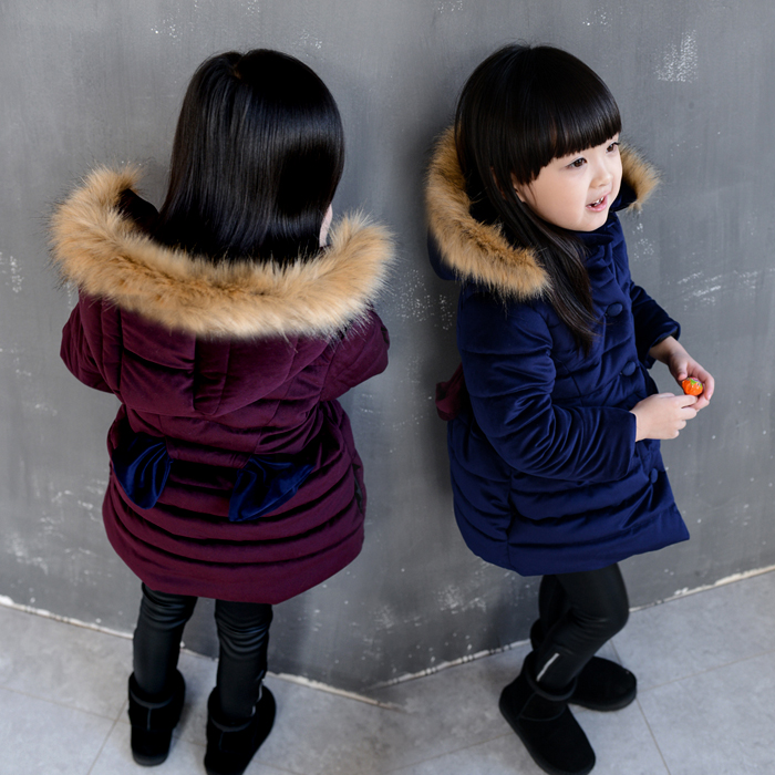 童装女童冬装棉衣外套2015新款韩版儿童女宝宝中长款加厚棉服棉袄