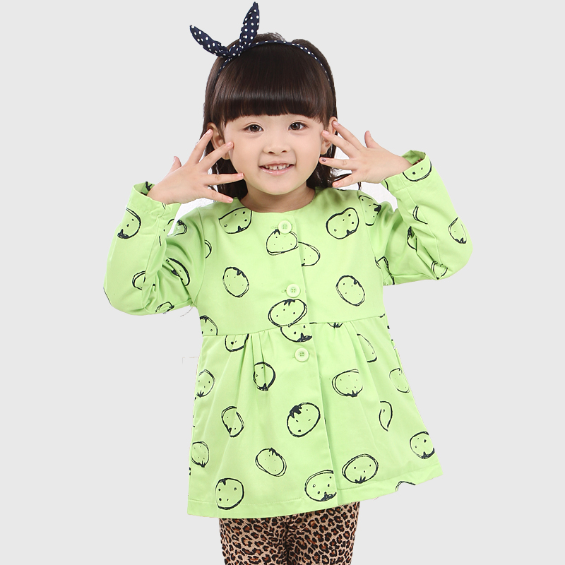 2015新款女童T恤长袖中小童圆领韩版时尚休闲风衣娃娃衫外套童装