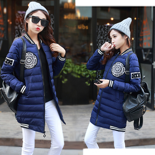 棒球服女冬韩版棉服修身显瘦加厚中长款羽绒棉学生外套