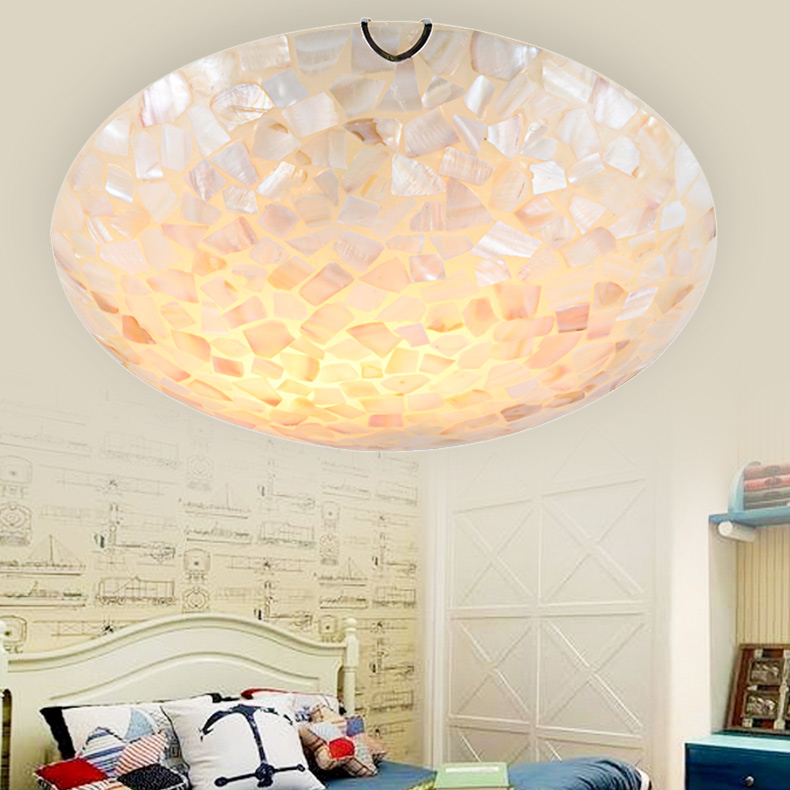 地中海LED卧室吸顶灯 现代客厅吸顶灯 圆形阳台过道灯具温馨贝壳