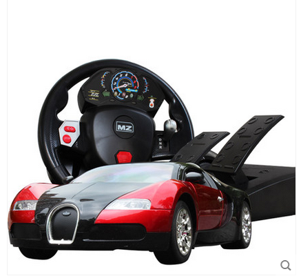 美致1:10超大版布加迪遥控车充电漂移赛车方向盘脚踏遥控汽车玩具