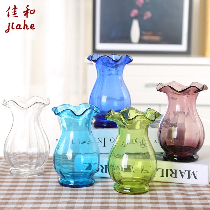 欧式玻璃花瓶透明创意小花瓶客厅水培富贵竹插花干花桌面装饰摆件