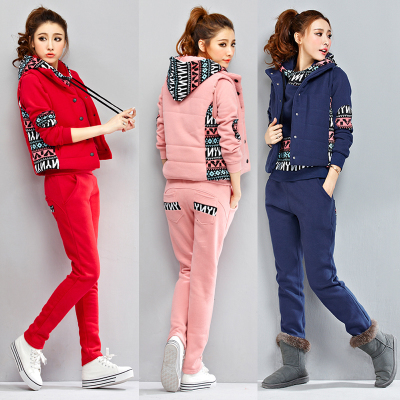 新款韩版秋冬装女士卫衣三件套加厚加绒少女高中学生休闲运动套装折扣优惠信息
