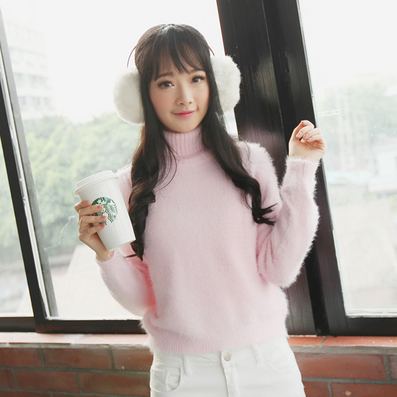 2015韩版新款纯色长袖高领套头海马毛衣高腰短款百搭打底针织衫女折扣优惠信息