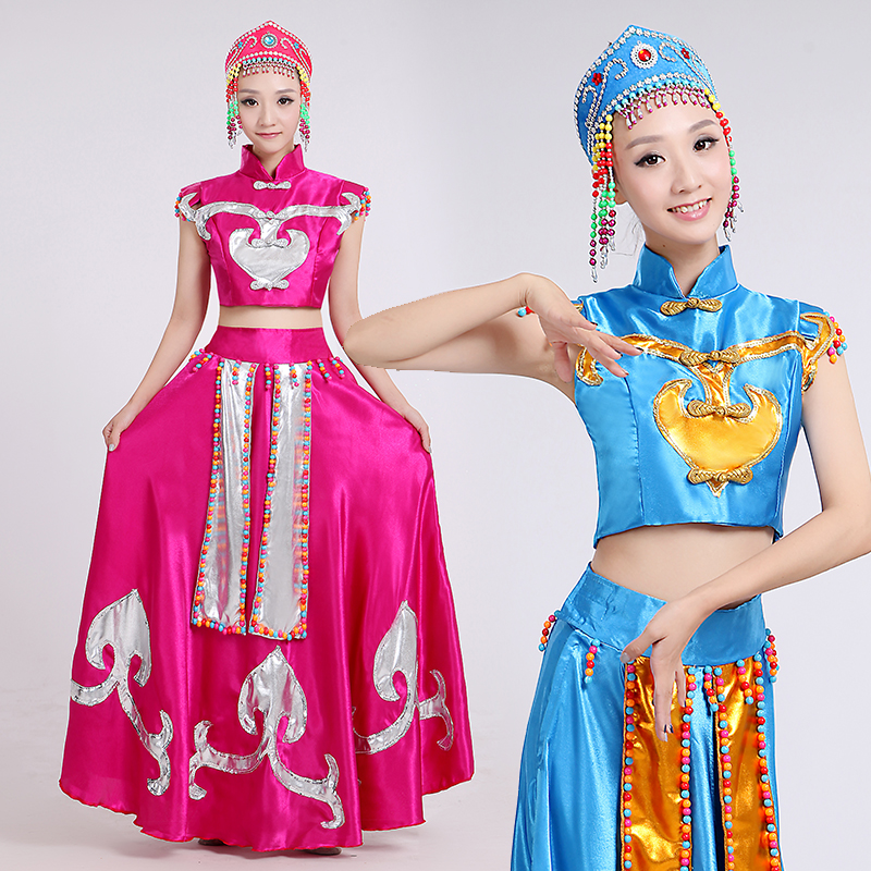 少数民族服装蒙古族服饰蒙古舞蹈演出服装长裙蒙古袍钉珠舞台服装折扣优惠信息