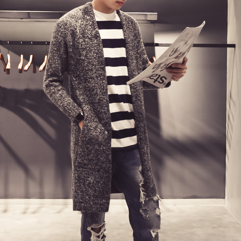 韩版男装新款秋装中长款开衫男式毛衣 修身毛线衣披风外套潮风衣折扣优惠信息