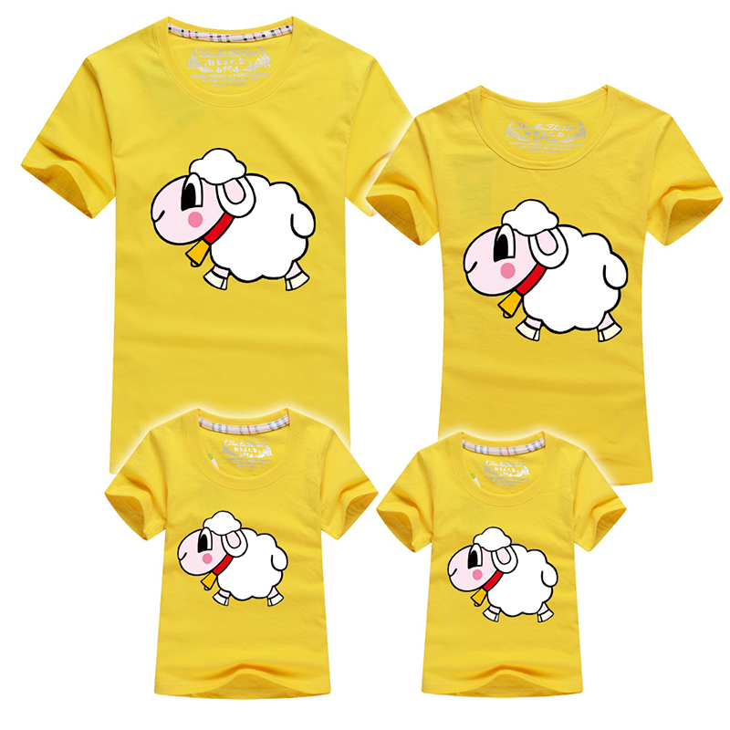 2015羊年一家三口亲子装夏装短袖t恤大码母女家庭装潮全家装班服