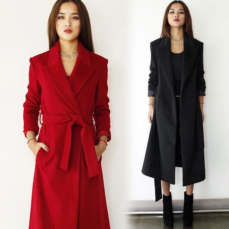 2015冬装新款韩版大码女装毛呢外套女长款羊绒大衣加厚保暖修身潮