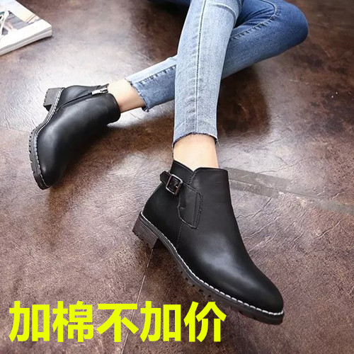 2015秋季新品韩版低跟皮带扣短筒靴及踝靴侧拉链短靴女靴马丁靴潮