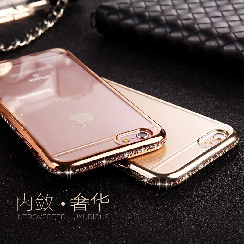 奢华iphone6S水钻边框手机壳苹果6splus保护套苹果7电镀透明硅胶