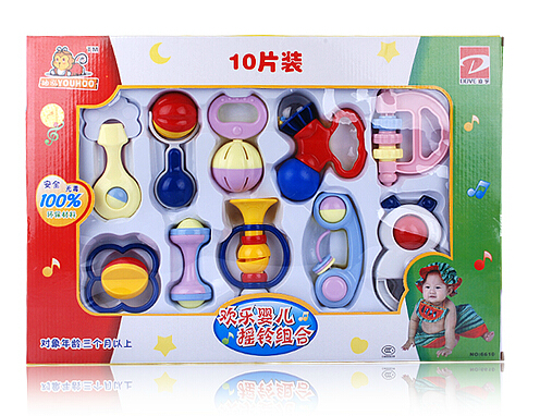 迪孚DF6610婴儿10件套摇铃组合 新生儿手摇铃益智玩具0-3岁礼盒折扣优惠信息