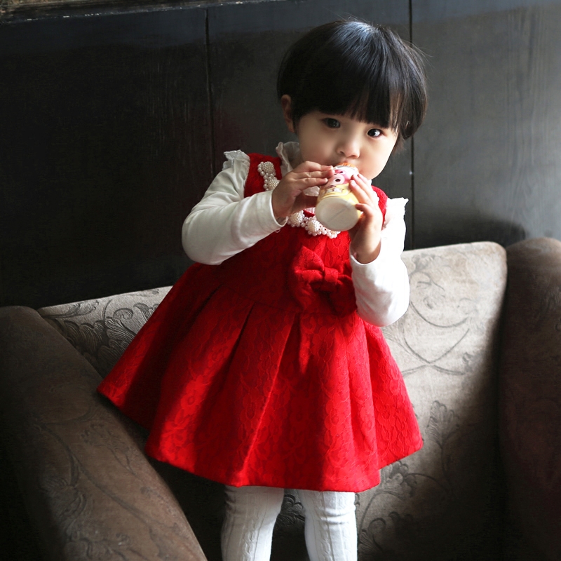 红色宝宝背心裙儿童裙子童装女童秋装0-1-2-3岁婴儿连衣裙春秋季折扣优惠信息