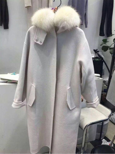 2015秋冬新款韩版女装加厚连帽奢华超大貉子毛领羊绒毛呢大衣外套