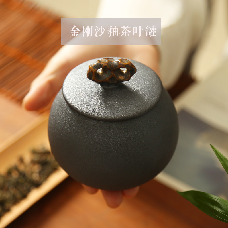 中式陶瓷茶叶罐青花瓷汝窑瓷磨砂日式铁观音普洱茶叶密封储藏罐