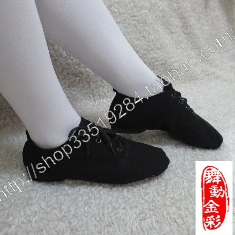 新款帆布爵士舞鞋低帮舞蹈鞋芭蕾帆布练功鞋软底红色女式黑白男鞋