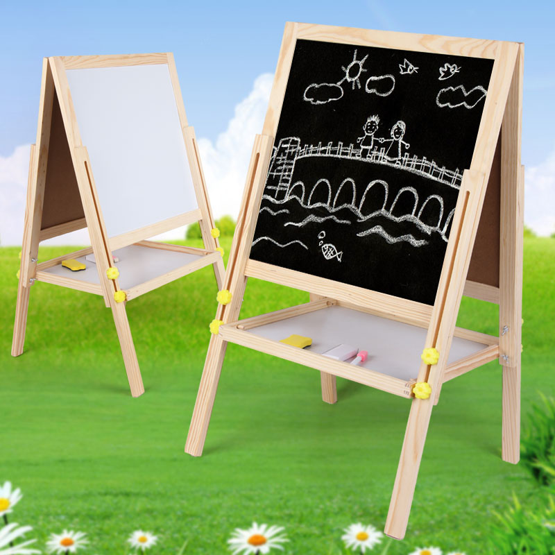 实木双面磁性儿童画板支架式宝宝写字绘画 中号黑板折扣优惠信息
