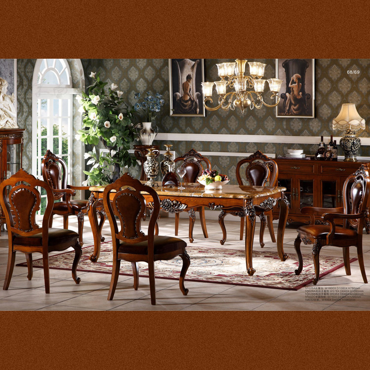 美式实木餐桌椅组合 欧式大理石餐桌餐台欧式家具西餐桌长桌美式折扣优惠信息
