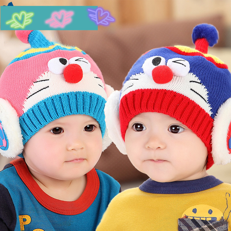 婴儿帽子秋冬 新生儿胎帽0-3-6-12个月纯棉套头帽男女可爱帽子