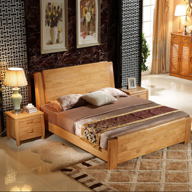 艾希 实木床气压储物高箱床现代中式简约双人大床1.5米1.8米婚床折扣优惠信息