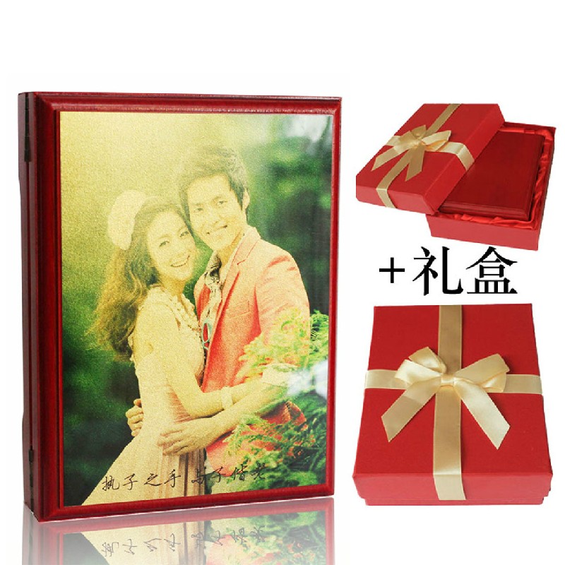 diy创意礼物婚房摆件结婚照片婚纱照片制作实木珍藏盒结婚证盒