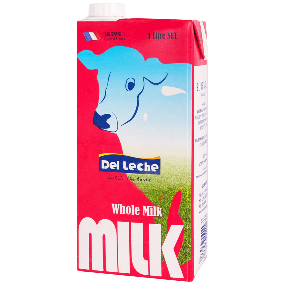 法国进口牛奶Delleche得乐思1L盒装全脂牛奶经典烘培纯牛奶