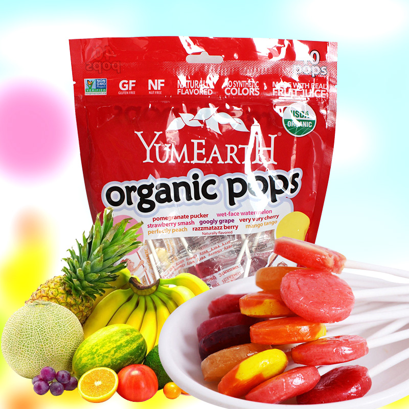 美国进口亚美滋Yummy Earth水果味棒棒糖40+/50+支草莓芒果西瓜折扣优惠信息