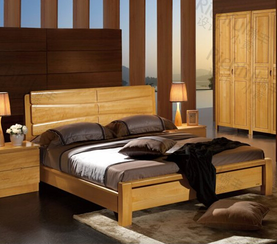 瑞丰榉木床613  卧室家具实木床榉木床双人床储物床1.8米1.5大床