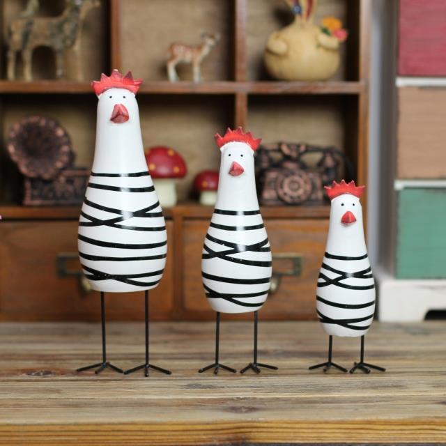 北欧原木 小鸡家族3件套 彩绘工艺 手工雕刻 工厂直销