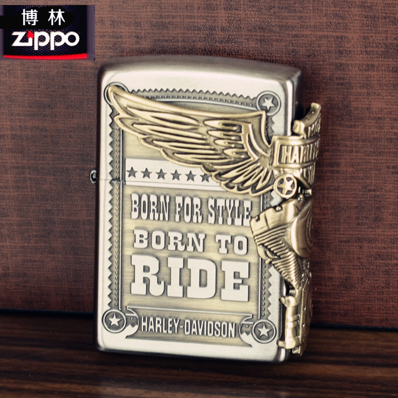 原装正品ZIPPO打火机 哈雷纯铜贴章 侧鹰发动机HDP-27 限量1903
