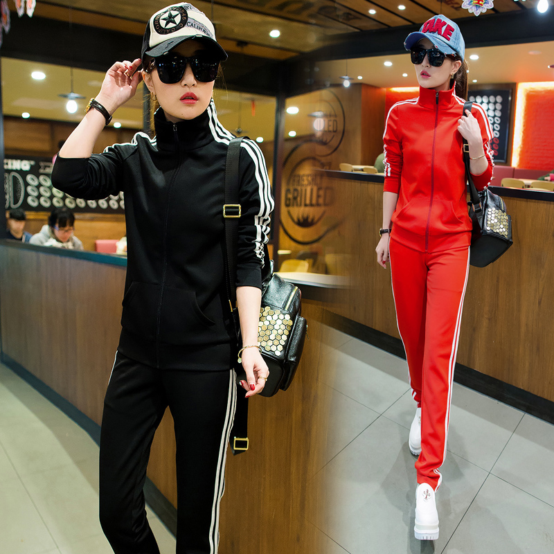 2016运动套装女春秋 韩版立领套头长袖运动服两件套休闲卫衣套装折扣优惠信息